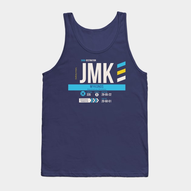 Vintage Mykonos JMK Airport Code Travel Day Retro Greece Air Travel Tank Top by Now Boarding